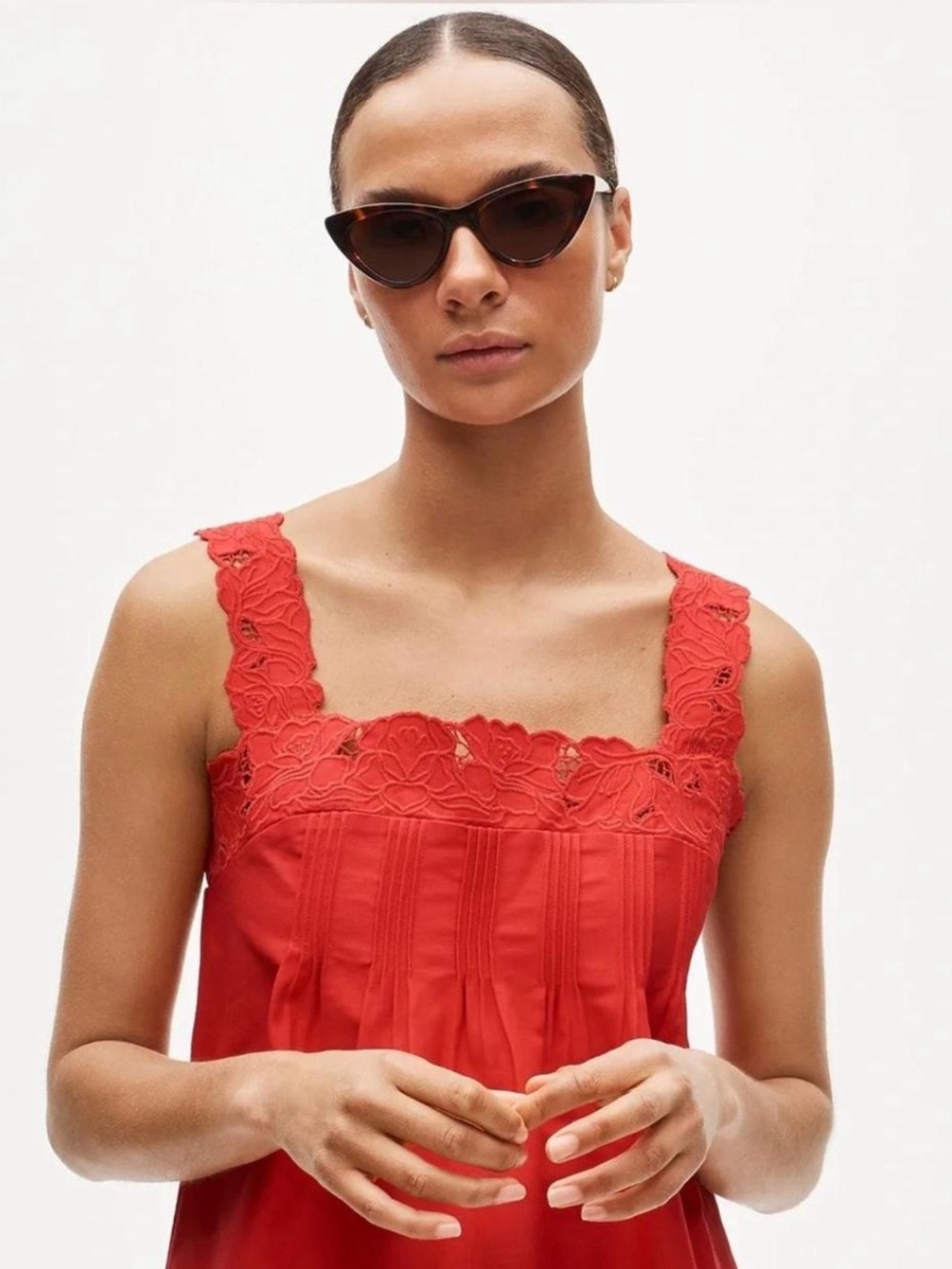 J. Crew Red Lace-Trim Chemise - Picture 4 of 8